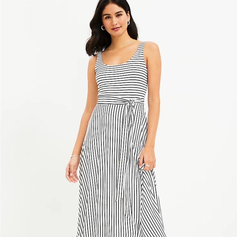 Ann Taylor Loft Tie Waist Midi Dress